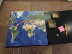 Visitors may sit around the world map displayed on the desk and familiarize themselves with fair trade logos and symbols Museo Mundial_HU_Trade_4